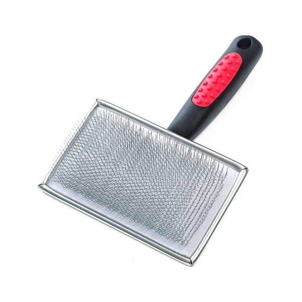 Medium Slicker Brush for Long Haired Dogs with Stainless Steel Pins and Non Slip Grip