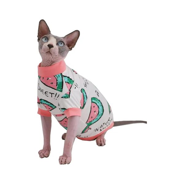 Medium Thick Summer Cotton T-Shirts for Hairless Cats, Easy to Wear and Machine Washable