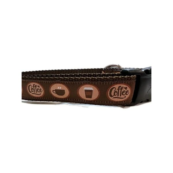 Medium and Large Size 1 inch Wide Coffee Patterned Nylon Dog Collar