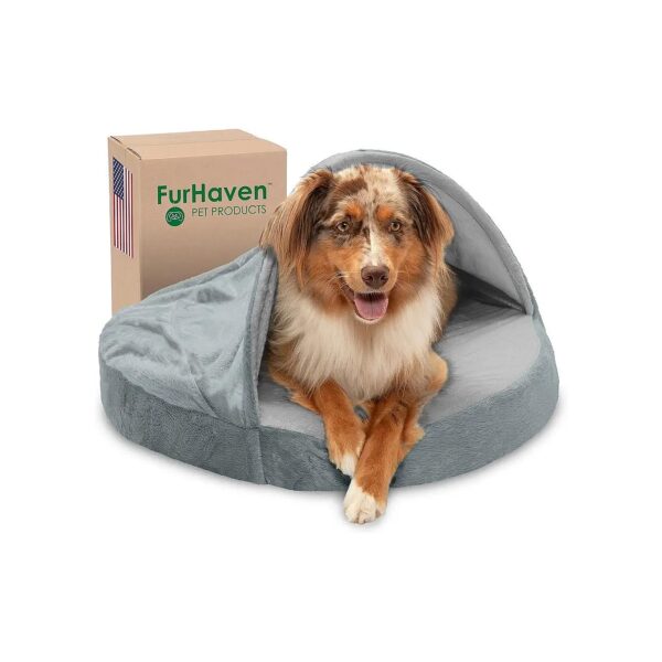 Medium and Small Dog Bed with Orthopedic Foam, Microvelvet Faux Fur, and Easy Care Cover