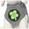 Medium to Large Breed Dog Bandana with St Patrick's Day Lucky Clover Design, 100% Cotton