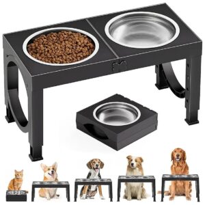 Medium to Large Breed Dog Food and Water Bowls with 4 Height Adjustments