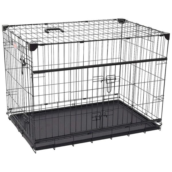 Medium to Large Dog Kennel with Divider Panels and Sliding Doors for Secure Housing