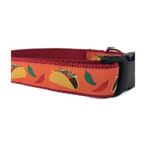 Medium to Large Size Dog Collar with Taco Pattern and Easy Release Buckle