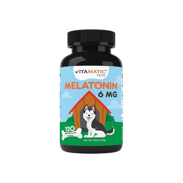 Melatonin for Dogs - 6mg Beef Flavored Chewable Tablets for Relaxation and Sleep