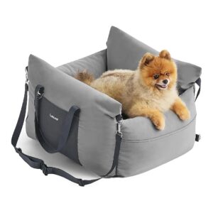 Memory Foam Filled Dog Car Seat Booster for Small Dogs with Front and Rear Attachments