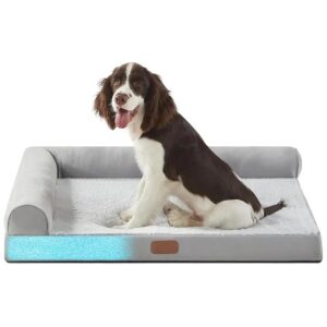 Memory Foam L-Shaped Dog Bed with Anti-Slip Bottom and Waterproof Cover