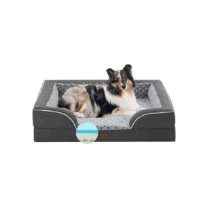 Memory Foam Large Dog Bed with Bolsters and Cooling Gel for Large Dogs