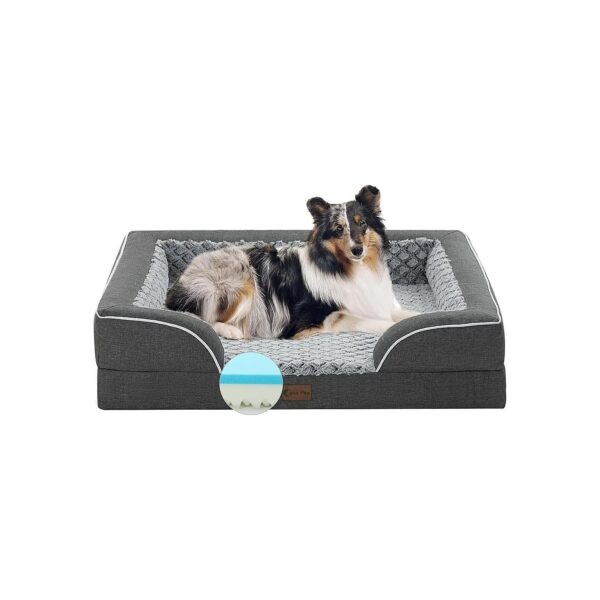 Memory Foam Large Dog Bed with Bolsters and Cooling Gel for Large Dogs