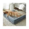 Memory Foam Orthopedic Dog Bed with Waterproof Lining for Medium Dogs in Light Grey