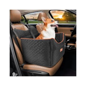 Memory Foam Pet Car Seat with Storage Pockets and Dog Seat Belt - Small Dog Travel Bed