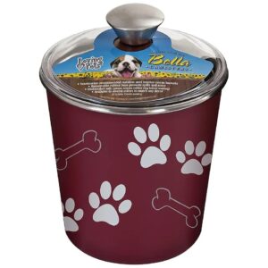 Merlot Color Dog Bowl Canister and Treat Container with Removable Rubber Base