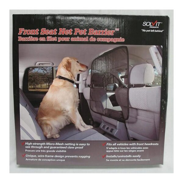 Mesh Front Seat Dog Barrier for Cars, SUVs and Trucks with Headrests