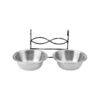 Mess Proof Stainless Steel Dual Hanging Pet Food and Water Bowl Feeder