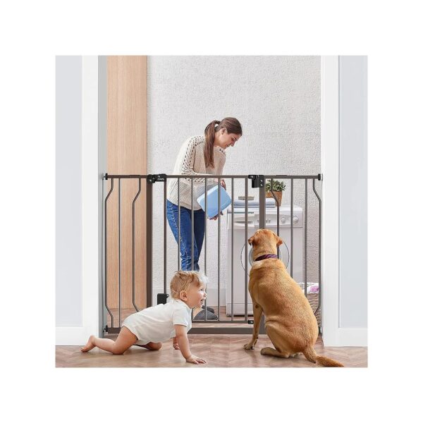 Metal Baby Gate for Stairs and Doorways with Dual Installation Options