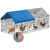 Metal Chicken Coop 86x40x39 Inches with Large Space for Outdoor Backyard Fencing