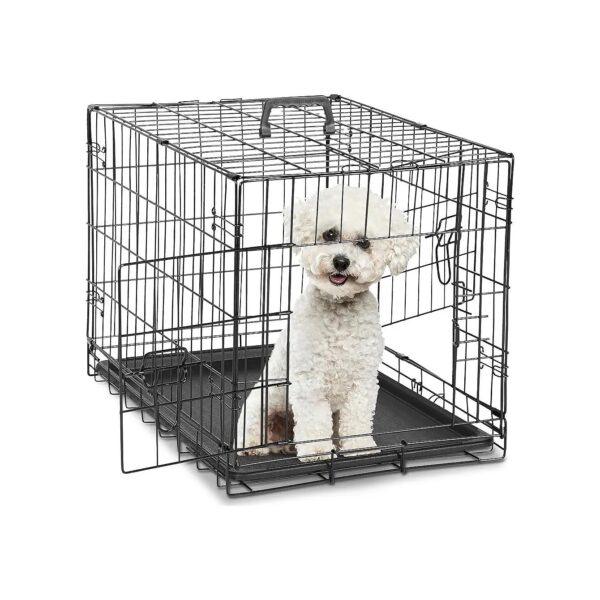 Metal Dog Crate with Divider Panel and Open Design for Pet Comfort and Air Circulation