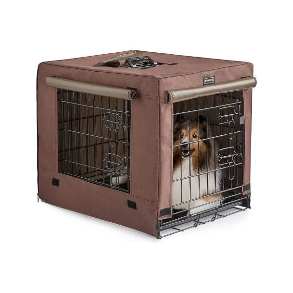 Metal Dog Crate with Double Doors and Leak-Proof Tray for Small Dogs up to 20 Pounds