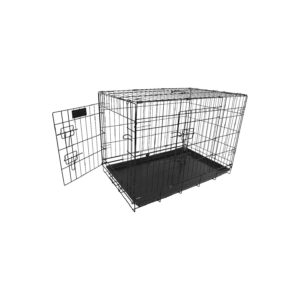 Metal Dog Crate with Lockable Double Doors for Pet Safety and Security