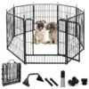 Metal Dog Fence with 8 Panels and Easy-Carry Straps for Large Medium Small Dogs