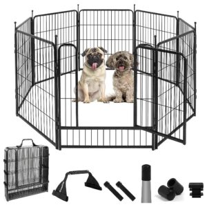 Metal Dog Fence with 8 Panels and Easy-Carry Straps for Large Medium Small Dogs