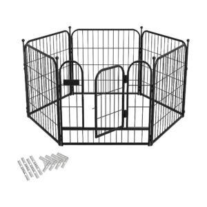 Metal Dog Play Pen with Walk Through Door for Small Dogs Indoor Outdoor Use