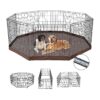 Metal Dog Playpen with 8 Panels, 24 Inch Height and Oxford Cloth Bottom Pad for Pets