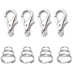 Metal Dog Tag Clips with 4 Sets Replaceable ID Tag Rings for Pet Collar Accessories