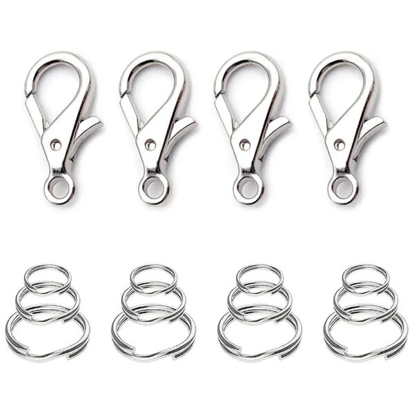 Metal Dog Tag Clips with 4 Sets Replaceable ID Tag Rings for Pet Collar Accessories