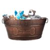 Metal Galvanized Dog Toy Bin with Handles for Storage and Organization