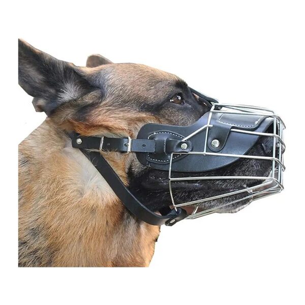 Metal Muzzle with Adjustable Straps for Large Dogs Anti Biting Chewing Behavior Training