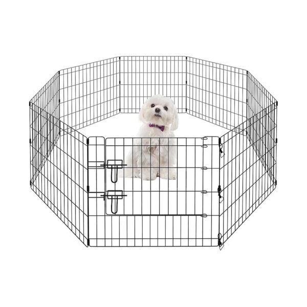 Metal Pet Exercise Pen for Small to Medium Animals with 24 Inch Panels