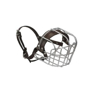 Metal Wire Basket Muzzle for Large Male Rottweiler Dogs with Adjustable Buckle Closure