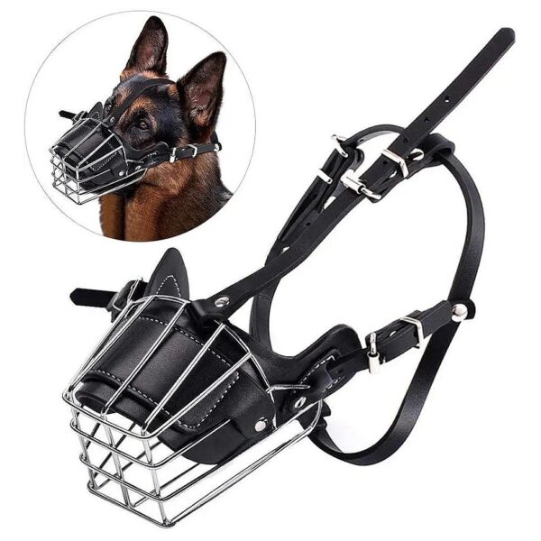 Metal Wire Dog Muzzle with Adjustable Straps for Large Breeds like Bulldog and Doberman