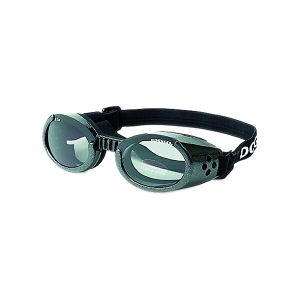 Metallic Black Dog Sunglasses with Padded and Flexible Frame for Large Breeds