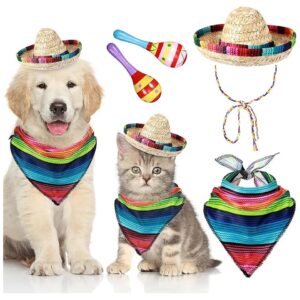 Mexican Dog Fiesta Accessory Set Pet Costume with Sombrero Hat and Maracas