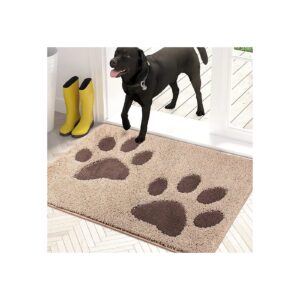 Microfiber Door Mat for Wet Shoes and Paws, Beige