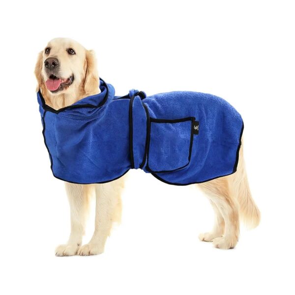 Microfiber Soft Dog Bathrobe with Back Length 23" for Medium Large Dogs