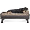 Mid-Century Modern Gray Wash Dog Bed Frame for Medium Breed Dogs with Easy Assembly