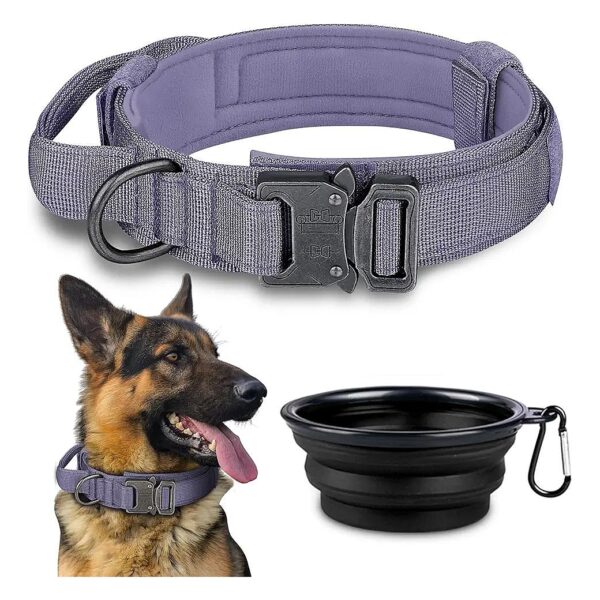 Military Dog Collar with Control Handle and Heavy Metal Buckle for Large and Medium Dogs