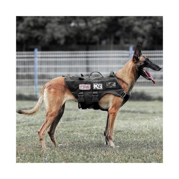 Military-Grade Dog Vest for Large Working Dogs with Multiple Handles and Comfortable Fit