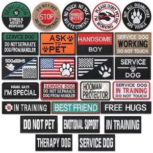 Military Themed Embroidered Dog Patches for Vests and Collars 25 Pack