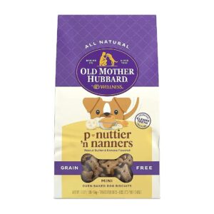 Mini Size Crunchy Oven-Baked Dog Treats with Peanut Butter and Banana Flavor