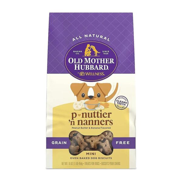 Mini Size Crunchy Oven-Baked Dog Treats with Peanut Butter and Banana Flavor