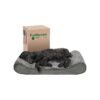 Minky Faux Fur Dog Bed with Washable Cover for Large Medium Dogs Gray Orthopedic