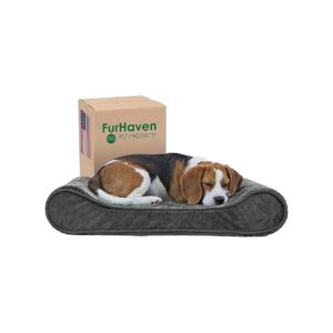 Minky Faux Fur and Velvet Dog Bed with Orthopedic Support for Small to Medium-Sized Dogs