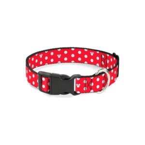 Minnie Mouse Patterned Dog Collar with Red and White Colors and Plastic Clip