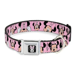 Minnie Mouse Polka Dot Polyester Dog Collar with Buckle Closure 16-23 inch Neck Wide