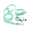 Mint Green Dog Collar Leash Set with AirTag Dog Collar Holder and Poop Bag Holder