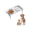 Modern Acrylic Dog and Cat Bowl Holder Set with Thickened Glass Bowls and Compact Design